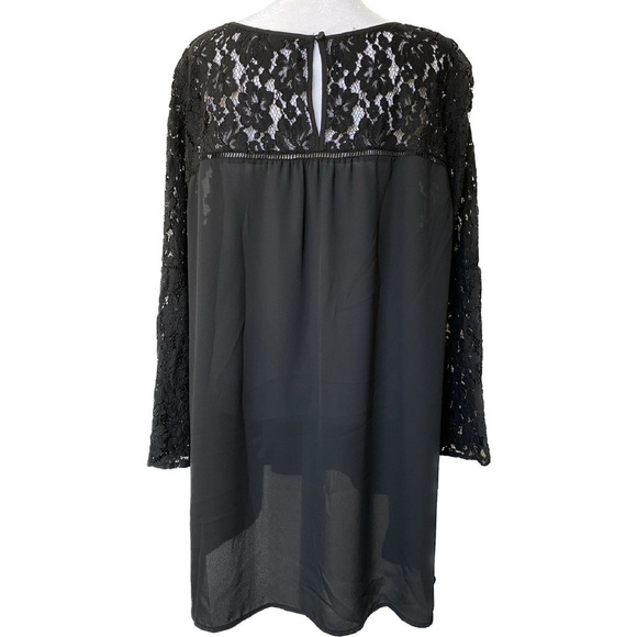 Halogen Black Bell Sleeve Lace Blouse Size XL - Picture 3 of 9